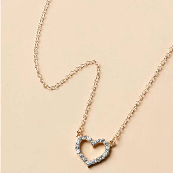 Cubic Zirconia Gold Heart Necklace - Picture 6 of 8